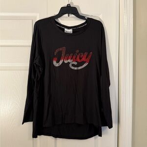 Juicy Couture Black and Pink Long Sleeve Relaxed Tee